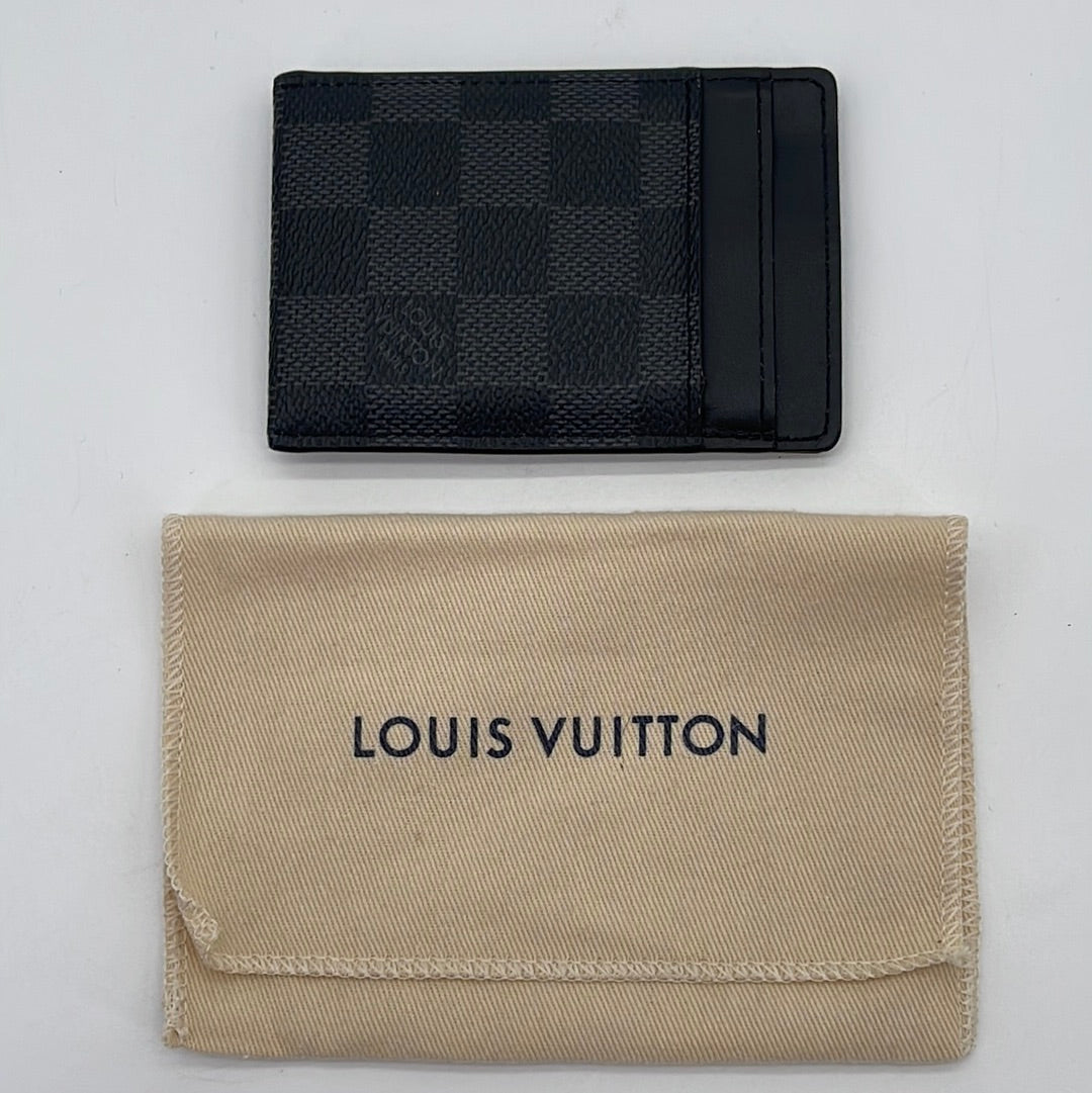 Preloved Louis Vuitton DAMIER GRAPHITE MENS MONEY CLIP Card Case MJDT98B  110123