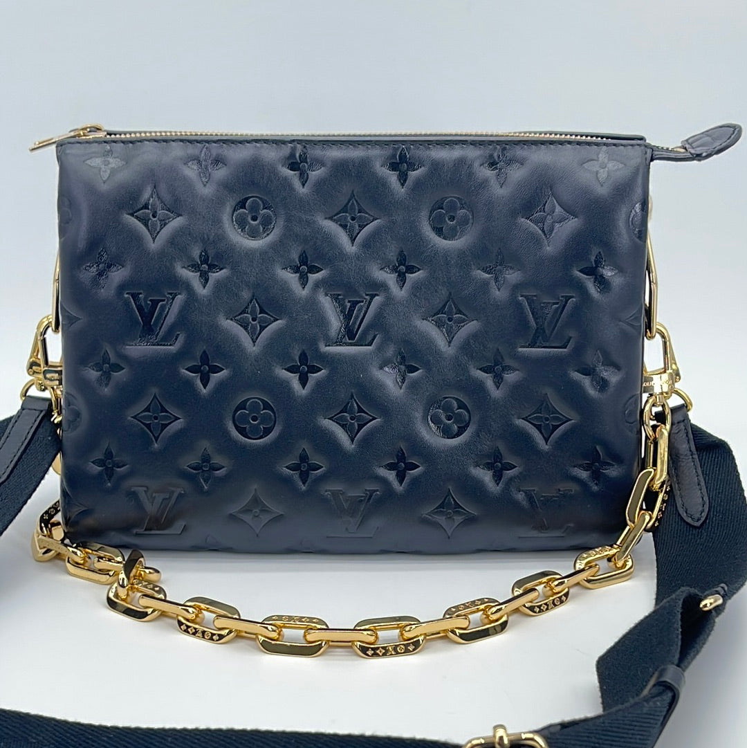 Louis Vuitton Coussin PM Monogram Embossed Blue/Red in Lambskin