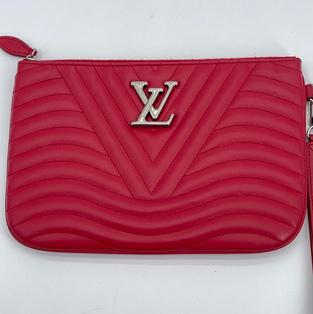 Preloved Louis Vuitton Red Quilted Leather New Wave Pouch Wristlet TJ0179 092923