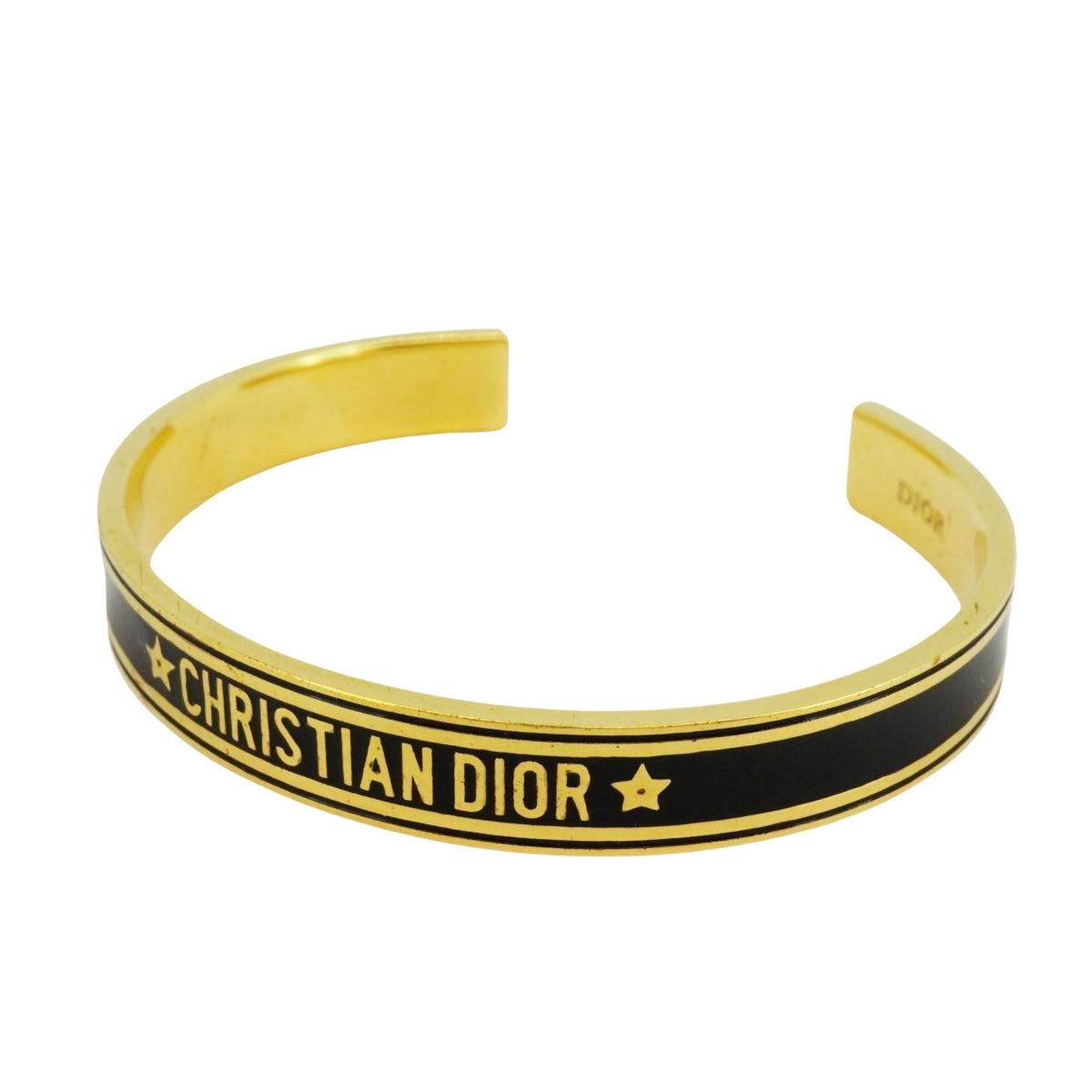 Preloved Christian Dior Gold and Black Dior Code Cuff Bracelet