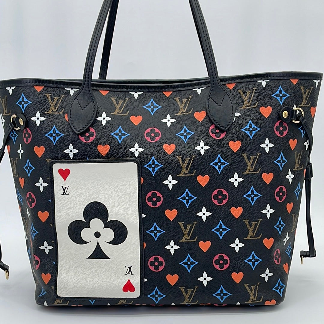 AUTHENTIC LOUIS VUITTON GIANT GAME ON MONOGRAM NEVERFULL MM BAG NEW **NO  POUCH**