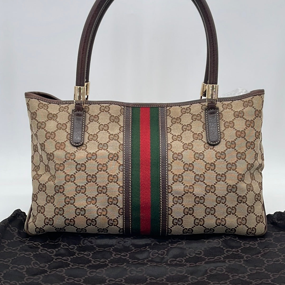 Gucci Women's Pre-Loved Sherry Line Shoulder Bag, Gg Canva, Brown