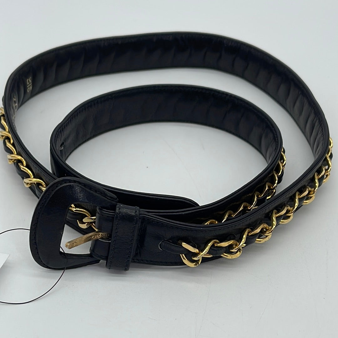Preloved Chanel Gold Chain Black Lambskin Belt 8032 050124 H  display picture 2
