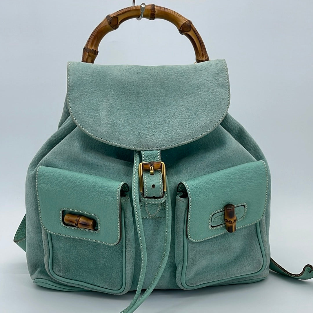Gucci Bamboo Teal Leather Backpack Gucci Dark Green Leather Bamboo Sac Backpack Gucci | TLC US main image 4