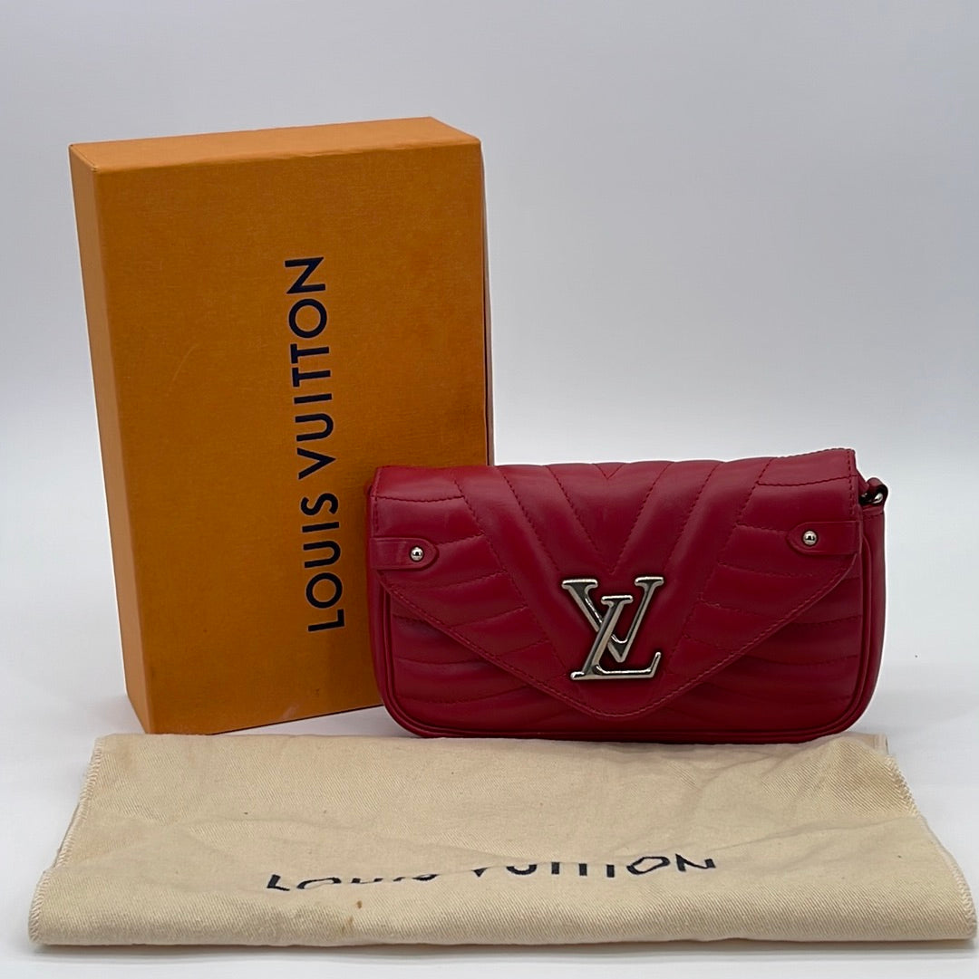 NEW LOUIS VUITTON NEW WAVE CHAIN BANDOULIERE HANDBAG IN PINK