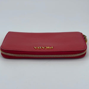 Preloved Prada Coral Leather Long Zip Around Wallet M8DTQVQ (K) 021424