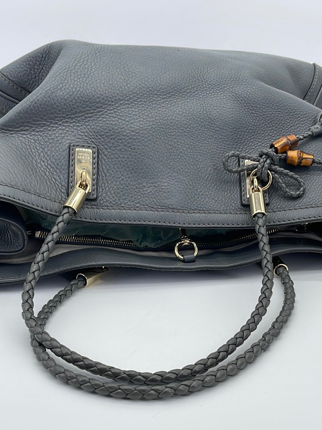 PRELOVED Gucci Grey Leather Bella Tote 3M7XDQC 041624 P