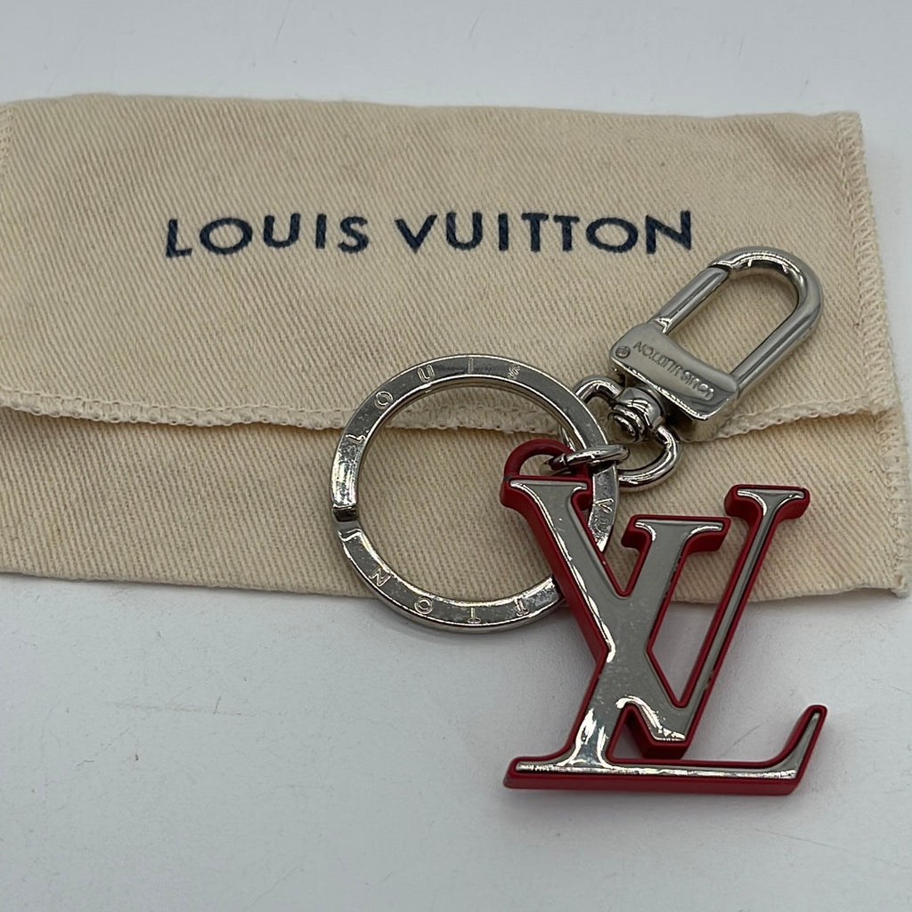 Preloved Louis Vuitton Silver and Red LV Initials Bag Charm FI0178 050724 H