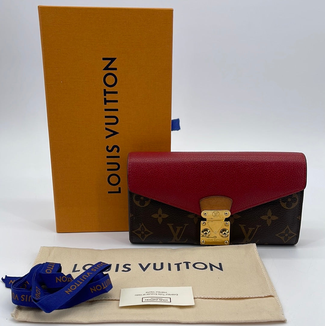 Preloved Louis Vuitton Monogram Canvas and Red Leather Pallas Wallet SN1159  100623