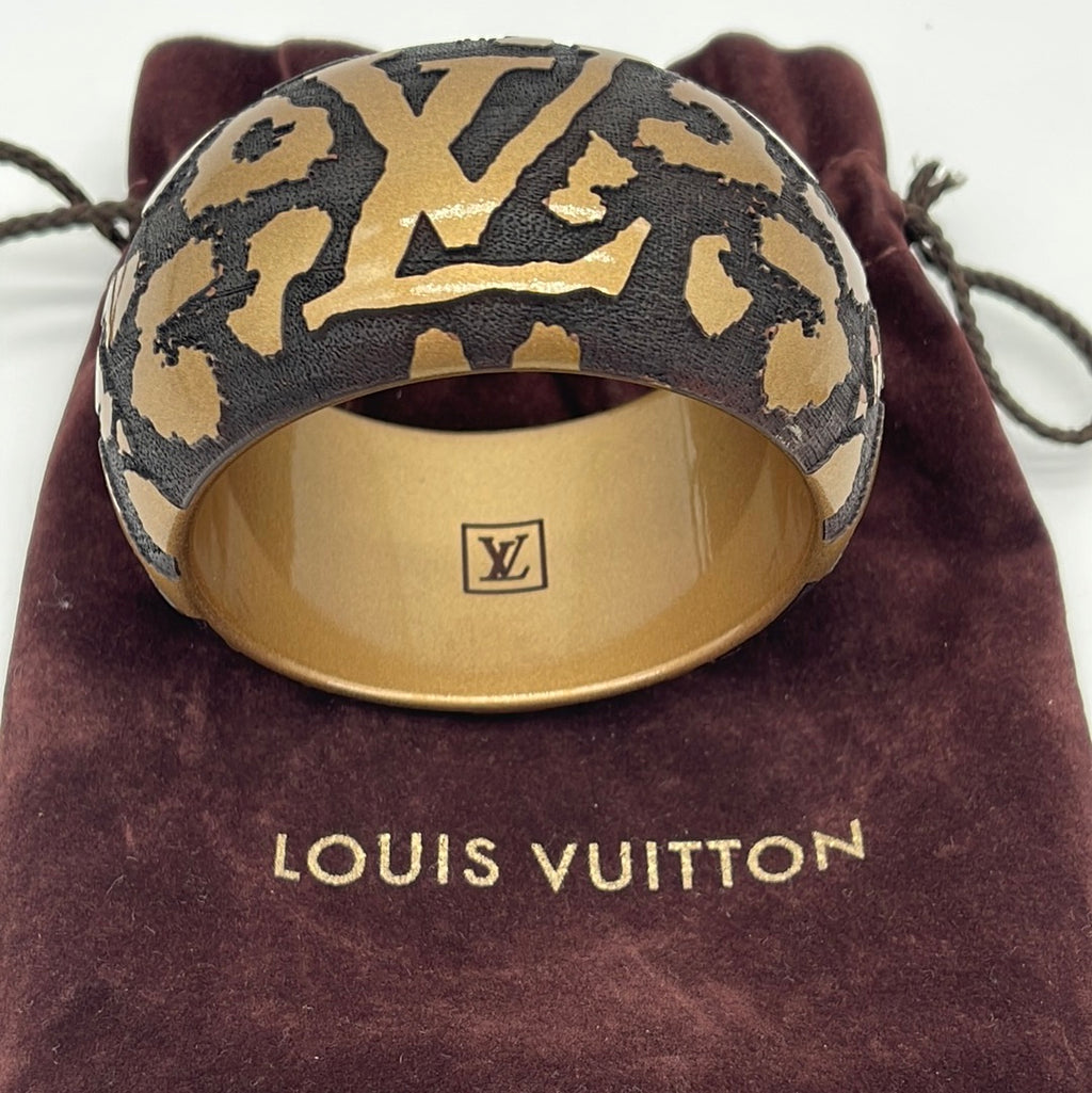 Preloved Louis Vuitton Leopard Monogram Wide Bangle Bracelet 043024 H