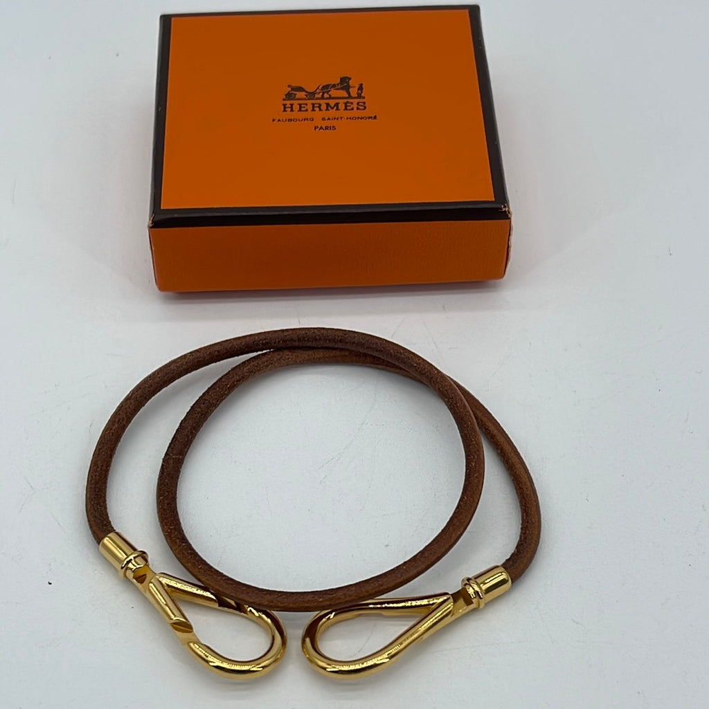 PRELOVED HERMES Gold and Brown Leather Double Wrap Bracelet Apr Ln 33 043024 P