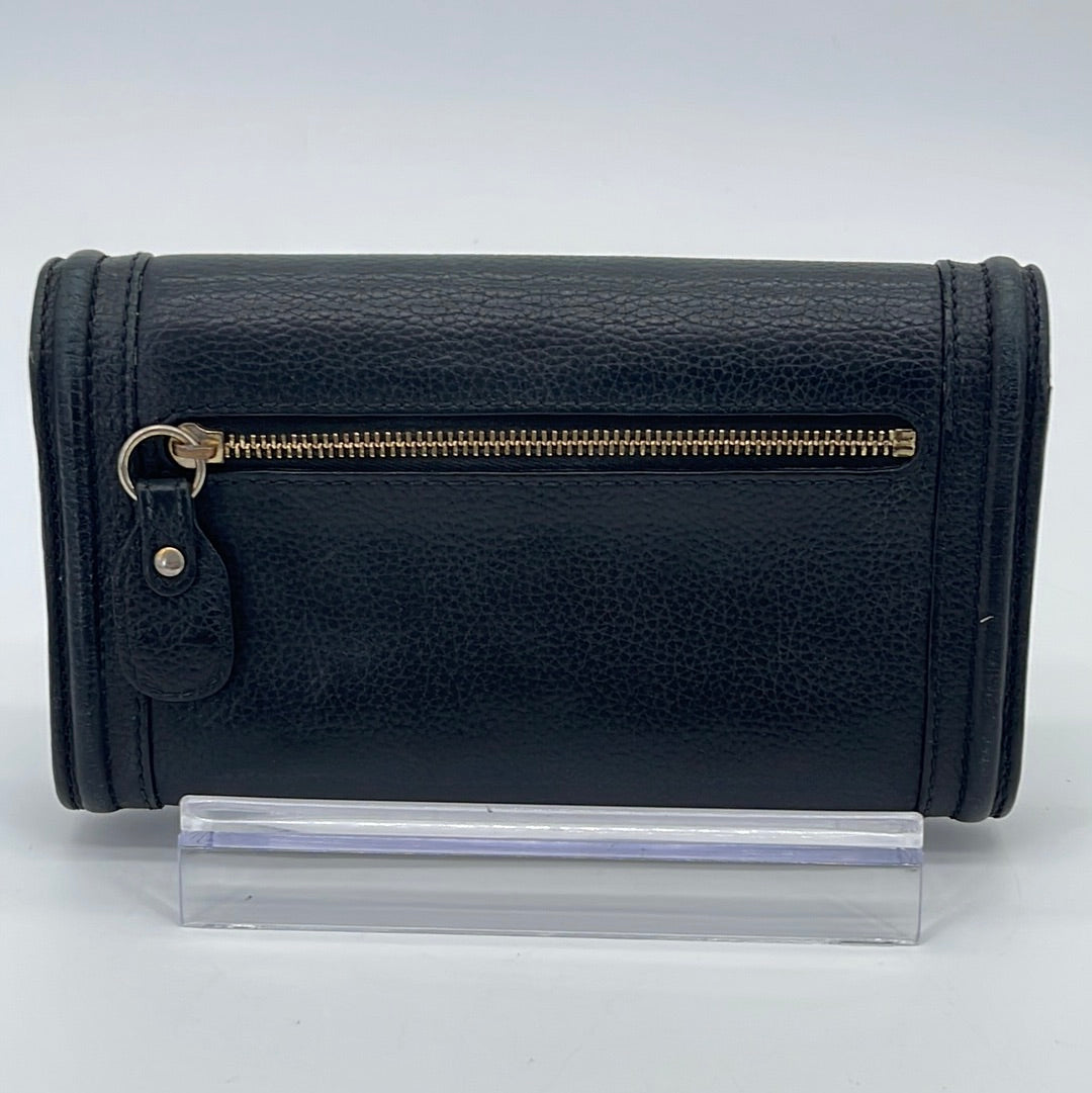 CELINE Long Wallet Leather Brown and Blue Missing Zipper Pull Zip
