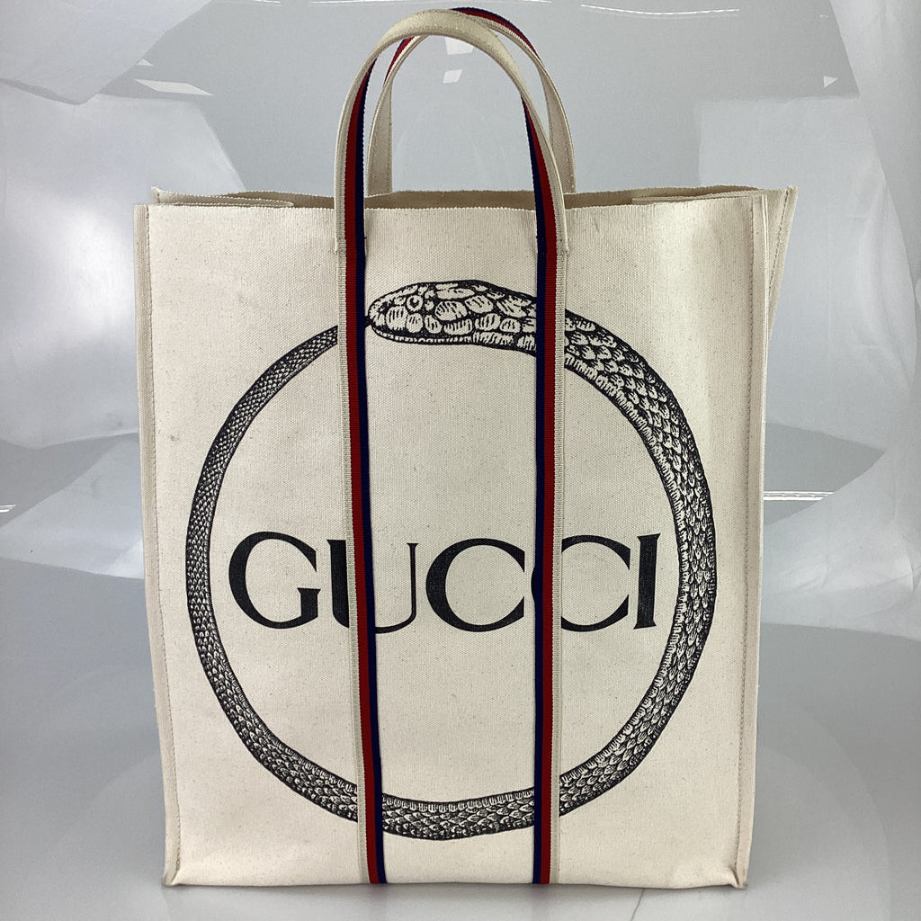 PRELOVED Gucci White Canvas Ouroboros Tote Bag B8VCGMJ 050124 B