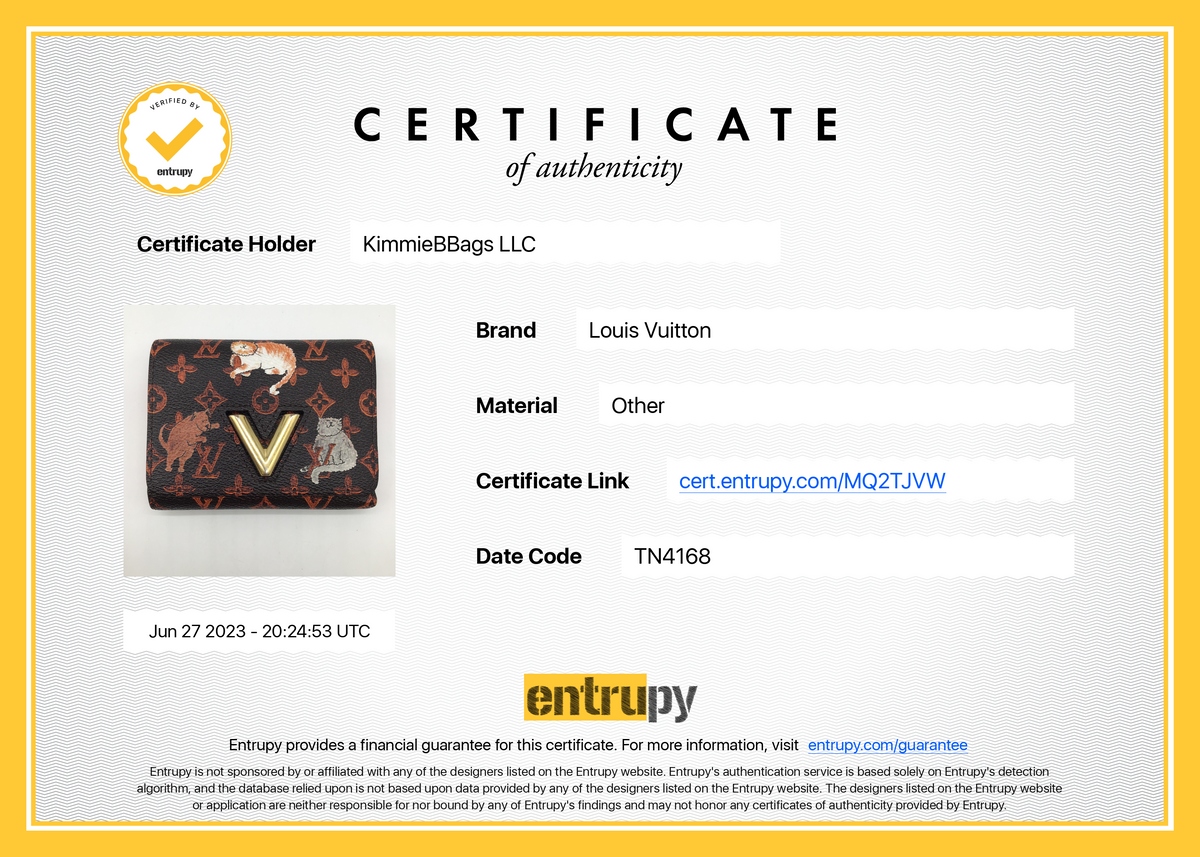 LOUIS VUITTON Catogram Twist Compact Wallet Marron 728587