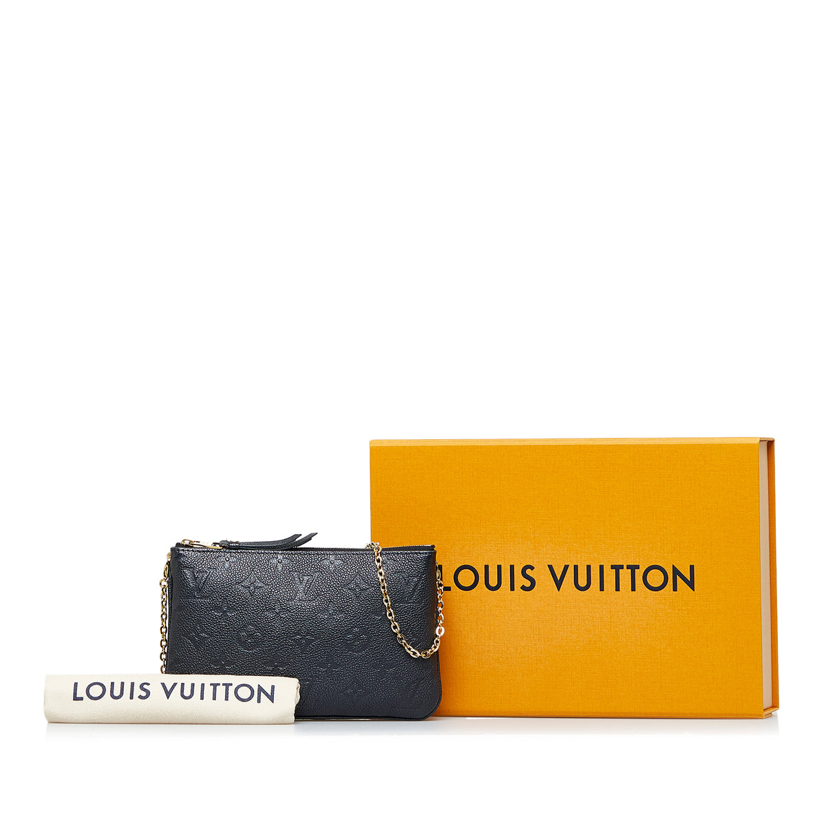Preloved Louis Vuitton Monogram Navy Empreinte Leather Double Zip Pochette  Bag GI4220