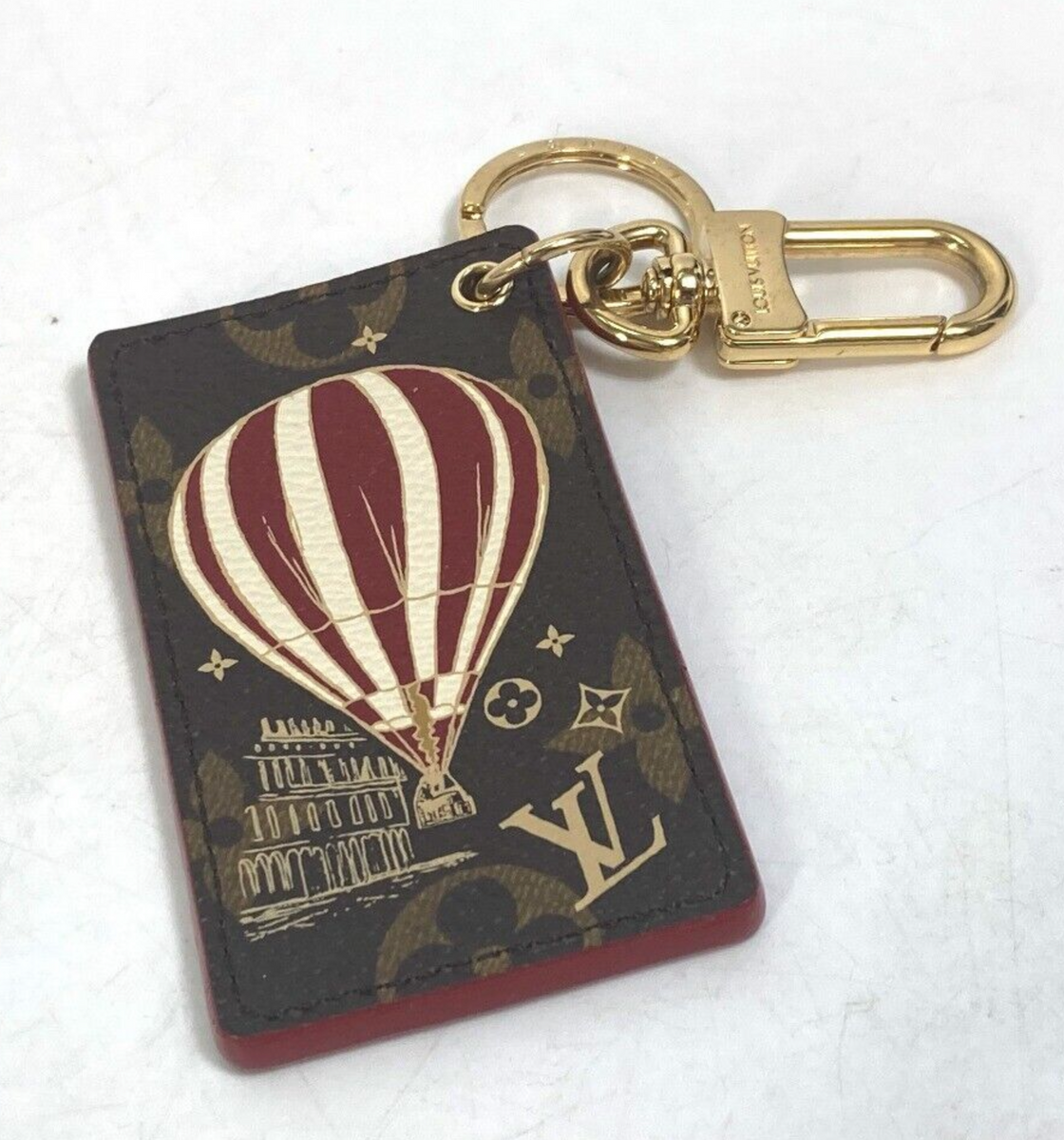 Auth LOUIS VUITTON Monogram ilustre air balloon Key Holder Bag Charm  Brown/Red+