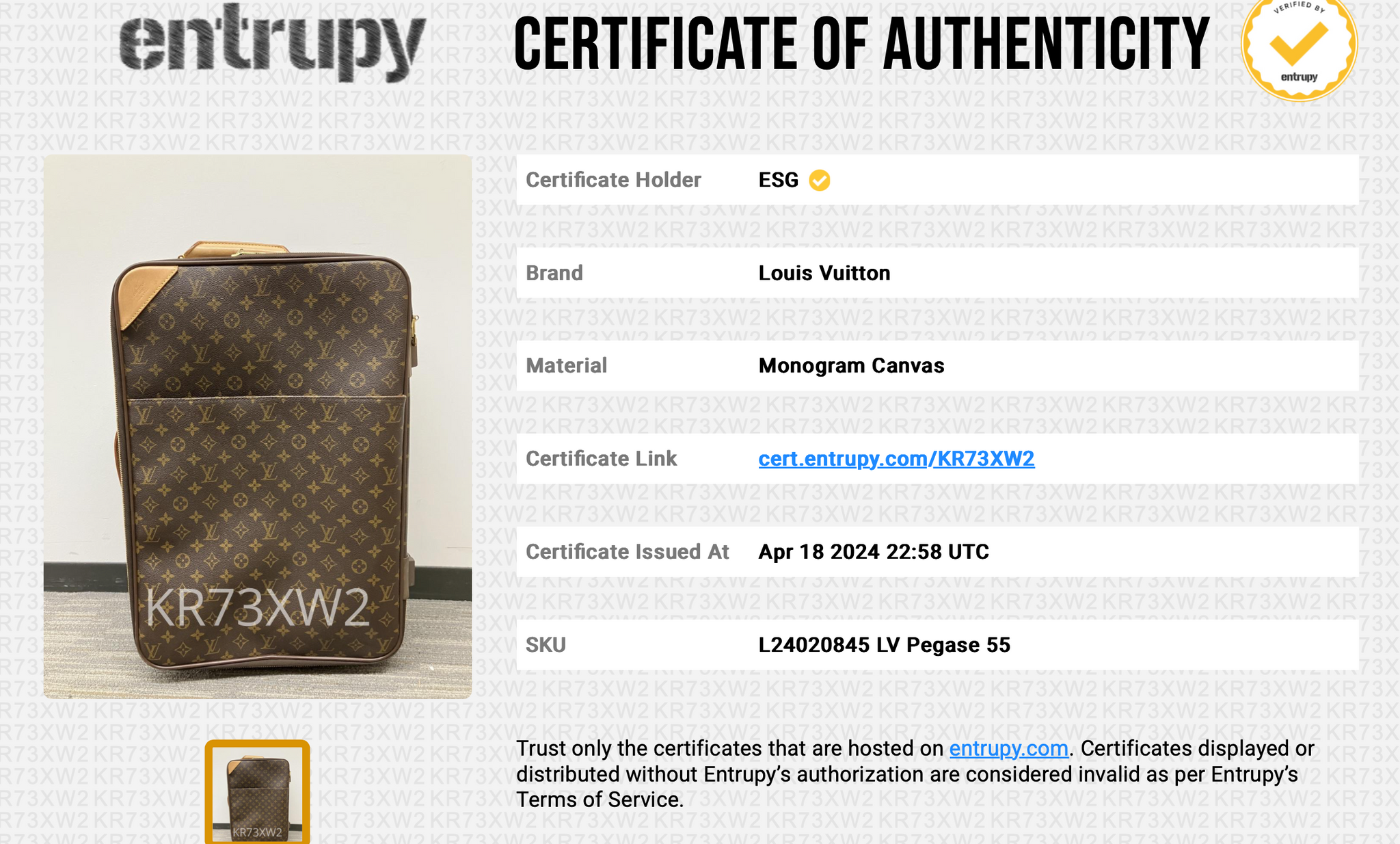 Preloved Louis Vuitton Pegase 55 Monogram Suitcase KR73XW2 0505324 B