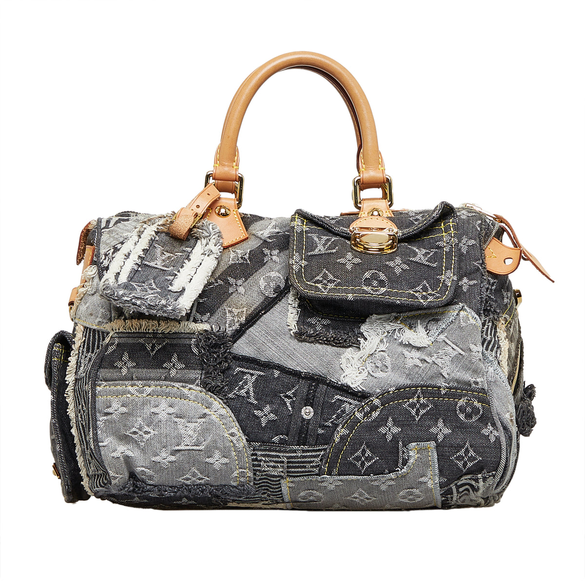 Preloved Louis Vuitton Monogram Denim Patchwork Speedy 30 Hand Bag TH1057  92123