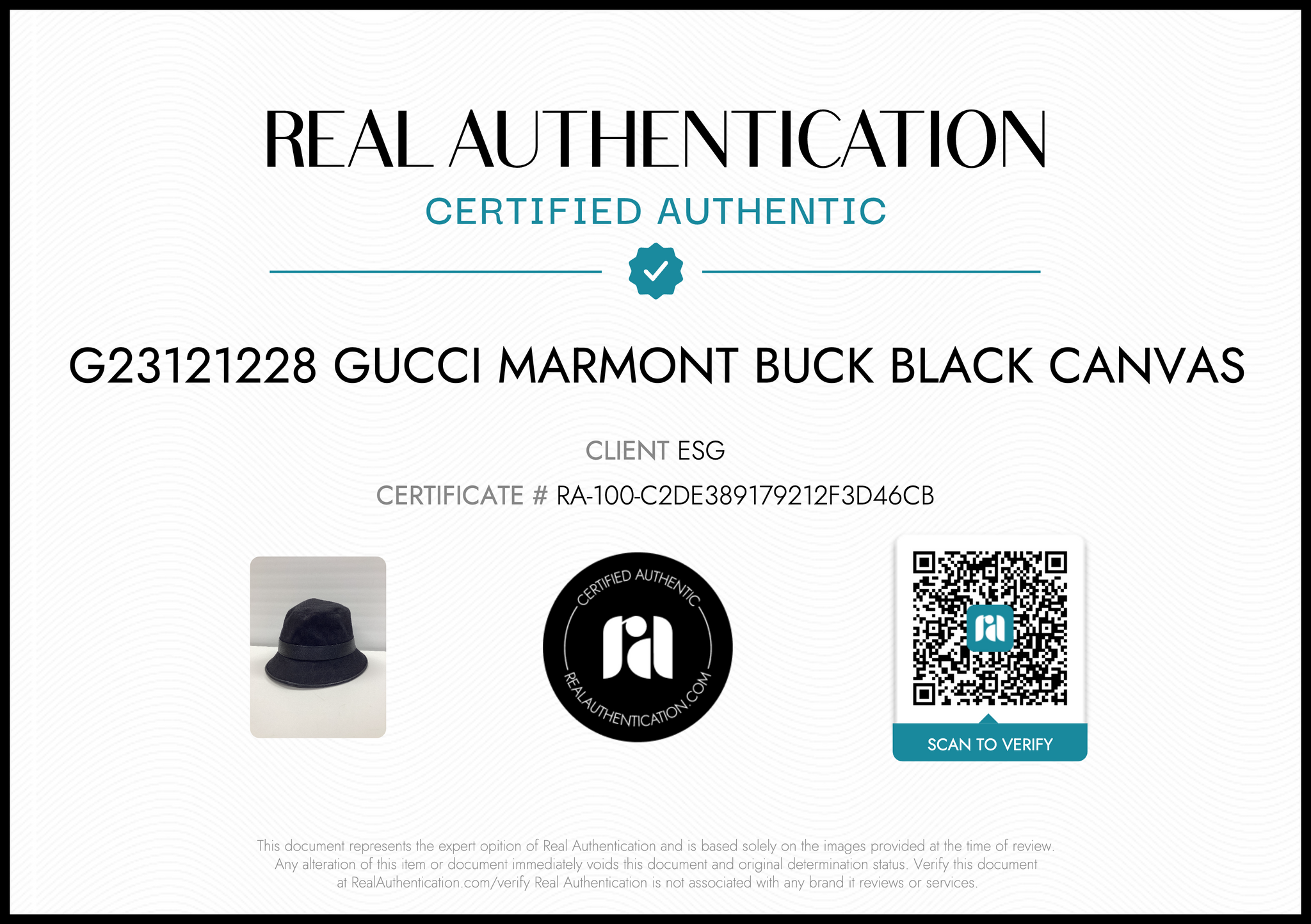 Preloved Gucci Black Canvas GG Marmont Bucket Hat 042624 B