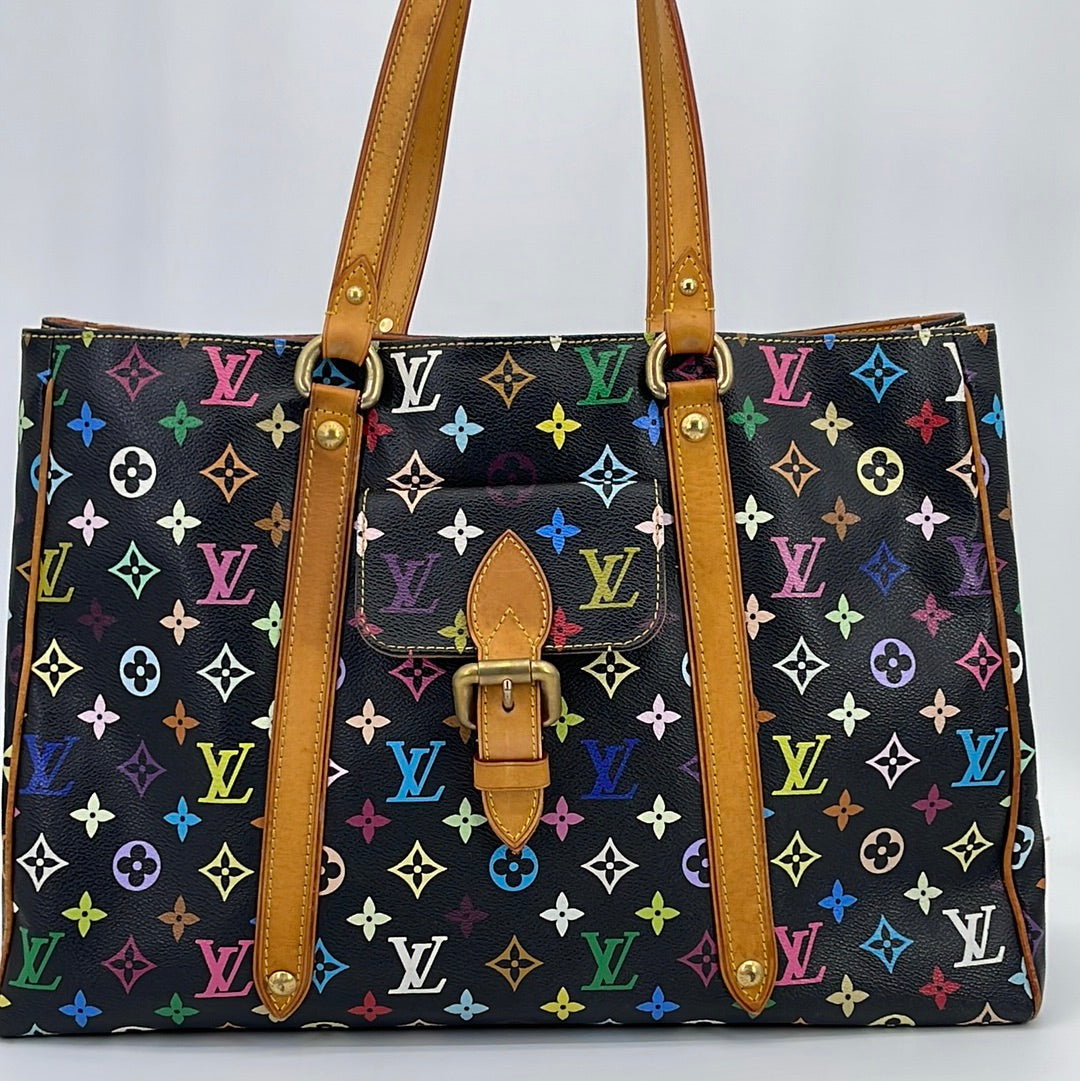 Preloved Louis Vuitton Black Monogram AURELIA GM Multicolor Black