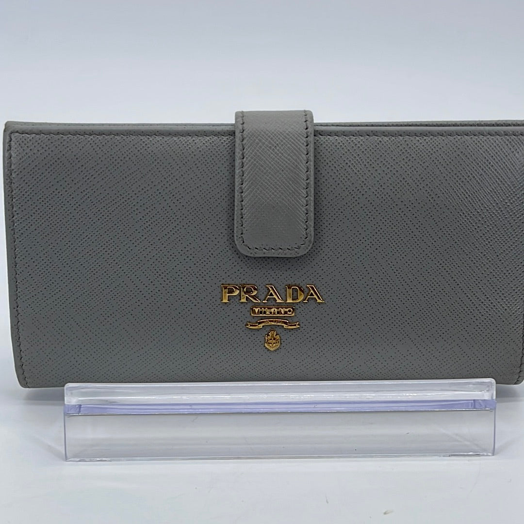 Preloved Prada Light Blue Saffiano Leather Long Continental Wallet 230 061923 - Deal