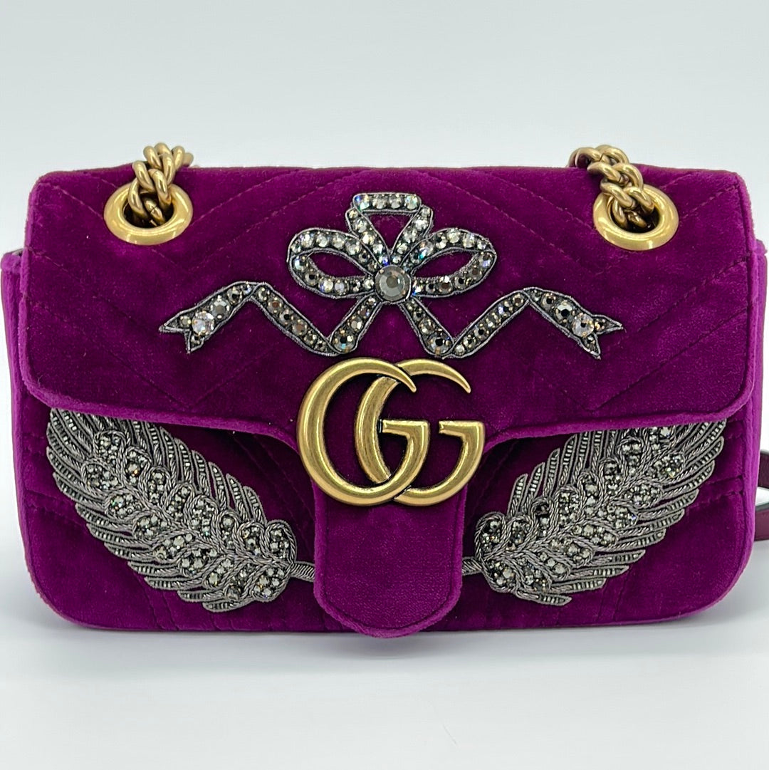 Gucci Marmont Embroidered Velvet Belt Bag