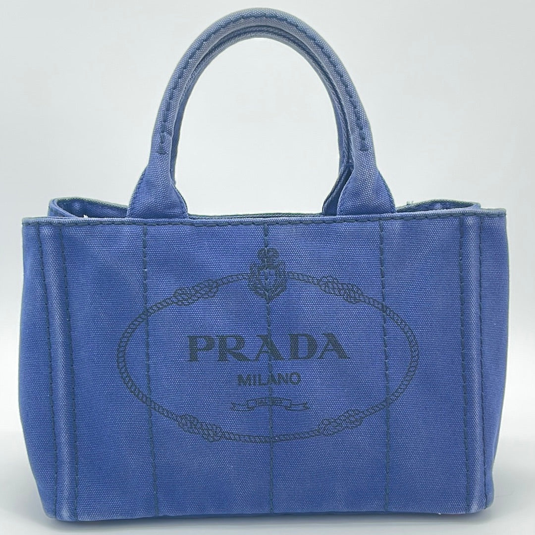 Preloved Prada Blue Denim Canvas Canapa Tote 204 062323