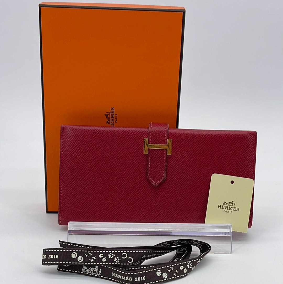 Preloved Hermes Bearn Epsom Brown Leather Long Bifold Wallet 14Triangl –  KimmieBBags LLC