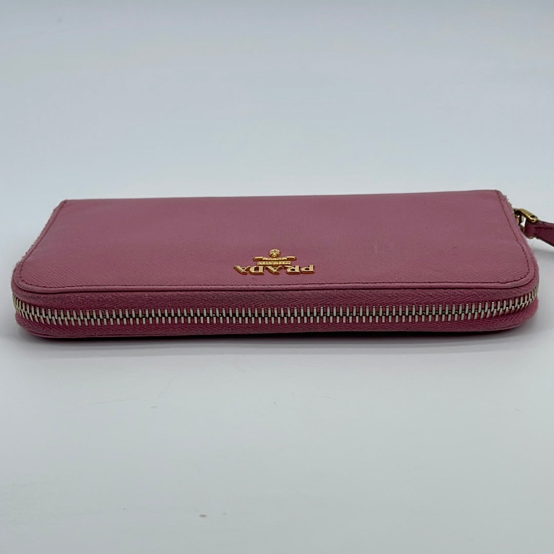 Prada Vintage Pink Saffiano Calfskin Wallet