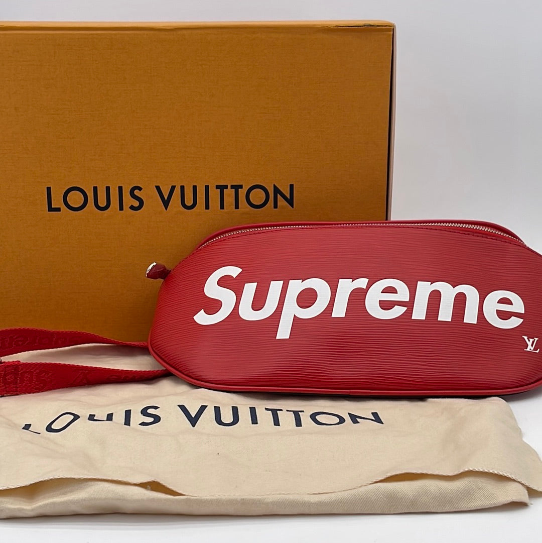 GIFTABLE Preloved Louis Vuitton Red Epi x Supreme Bumbag NZ1197