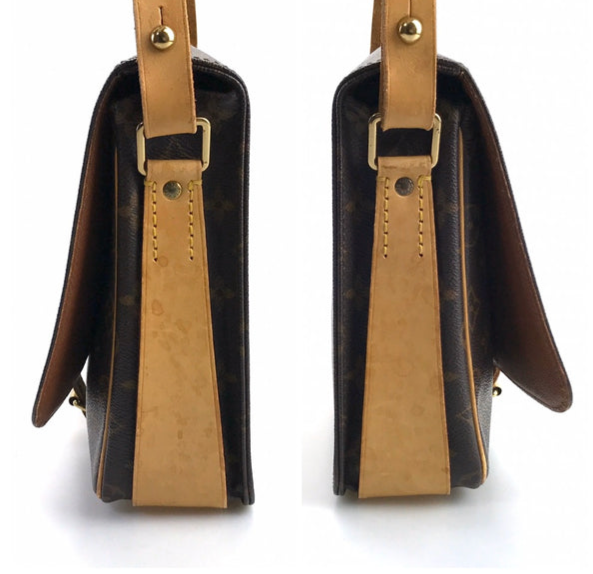 Louis Vuitton vintage cartouchiere saddle bag Brown Leather ref.167449 -  Joli Closet