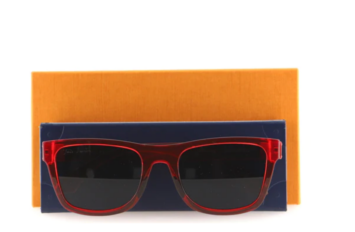 Preloved Louis Vuitton Acetate Red Rainbow Square Sunglasses 011823 LS