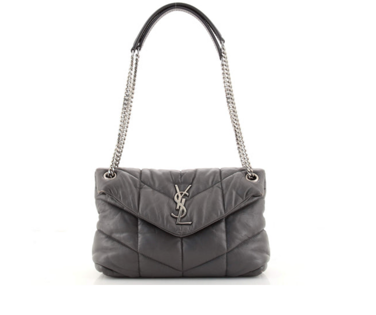 Preloved Saint Laurent LouLou Grey Small Puffer Shoulder Bag Preloved Saint Laurent LouLou Grey Small Puffer Shoulder Bag