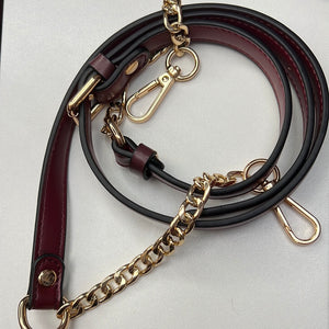 New Circle Gold Chain with Long Leather Shoulder Strap 51" - 4 Colors