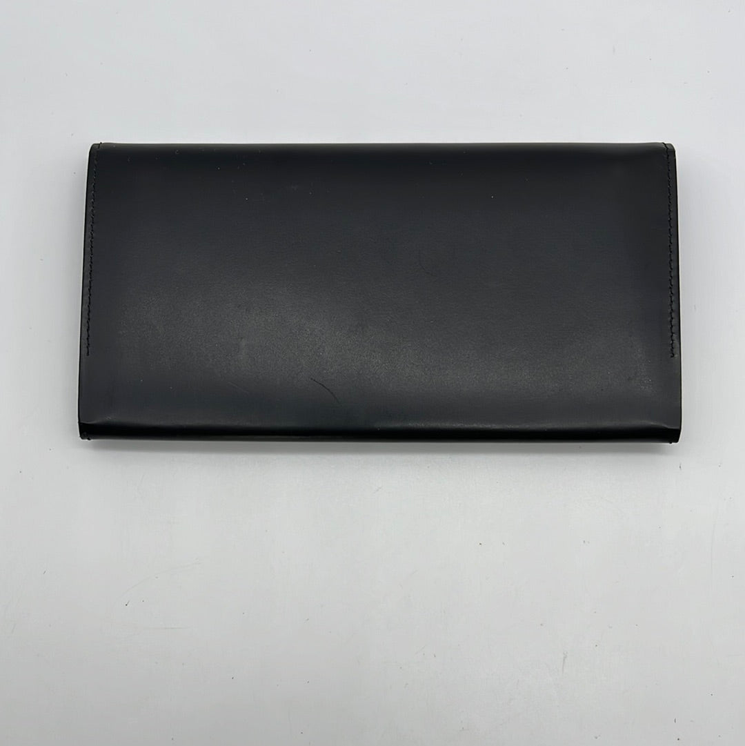 Preloved BURBERRY Black Leather and Nova Check Long Wallet 010823