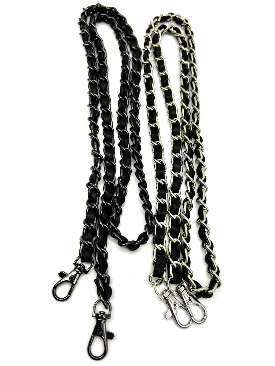 NEW Metal and Black Leather Purse Chain Straps KimmieBBags LLC
