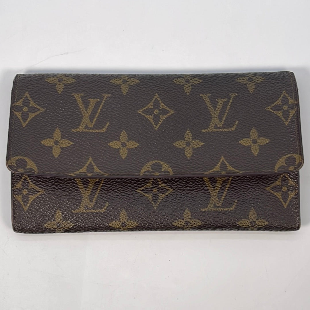 Louis Vuitton long checkbook or cardholder flap wallet great vintage  condition card slots inside signature monogram pattern as…