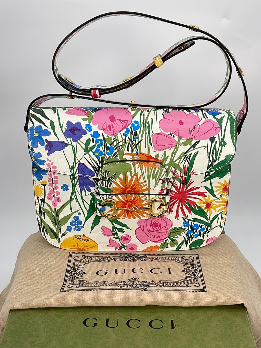 Limited Edition GUCCI Horsebit 1955 Floral Shoulder Bag 602204486628 0