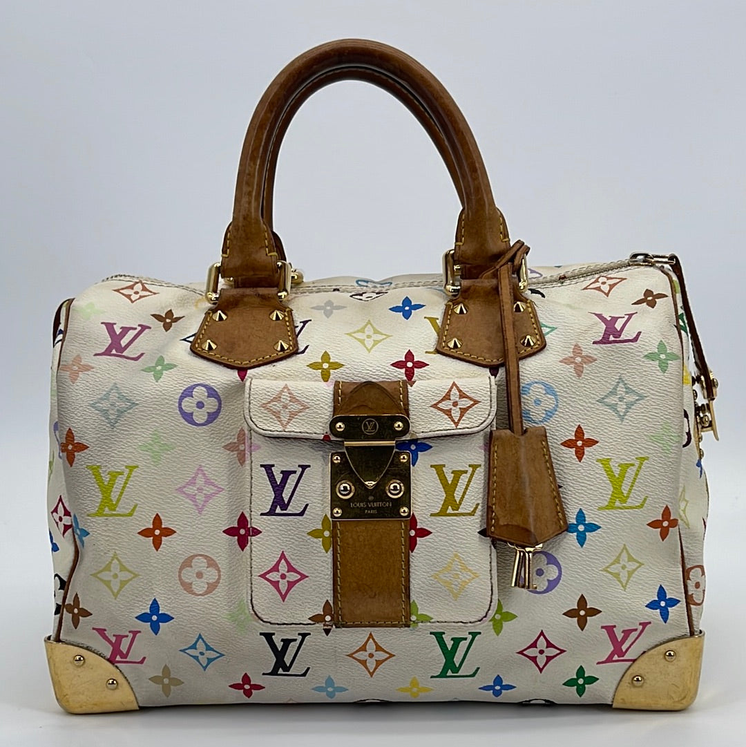Vintage Louis Vuitton White Multicolor Speedy 30 Bag SP0094 042123 - $200  OFF LIGHTENING DEAL ***