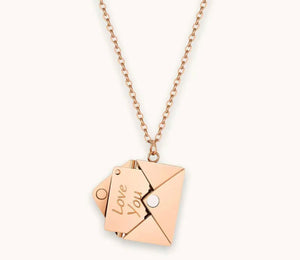 NEW Stainless Steel Chain 18K Gold Plated Envelope - I Love You Charm Necklace 120123