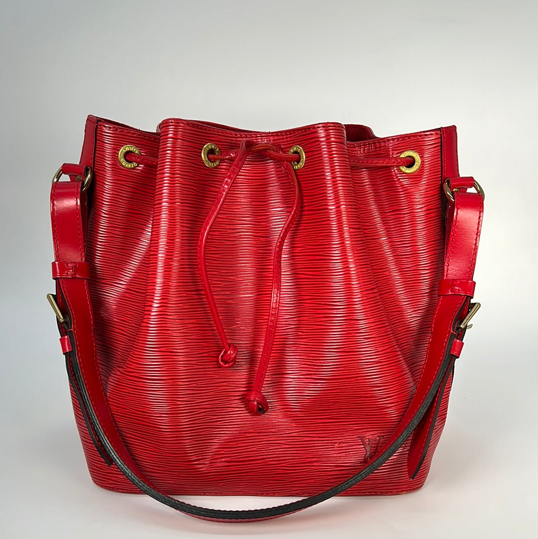 Vintage Louis Vuitton Bucket Noe Gm Tote Red Black Epi Leather Shoulder Bag  by