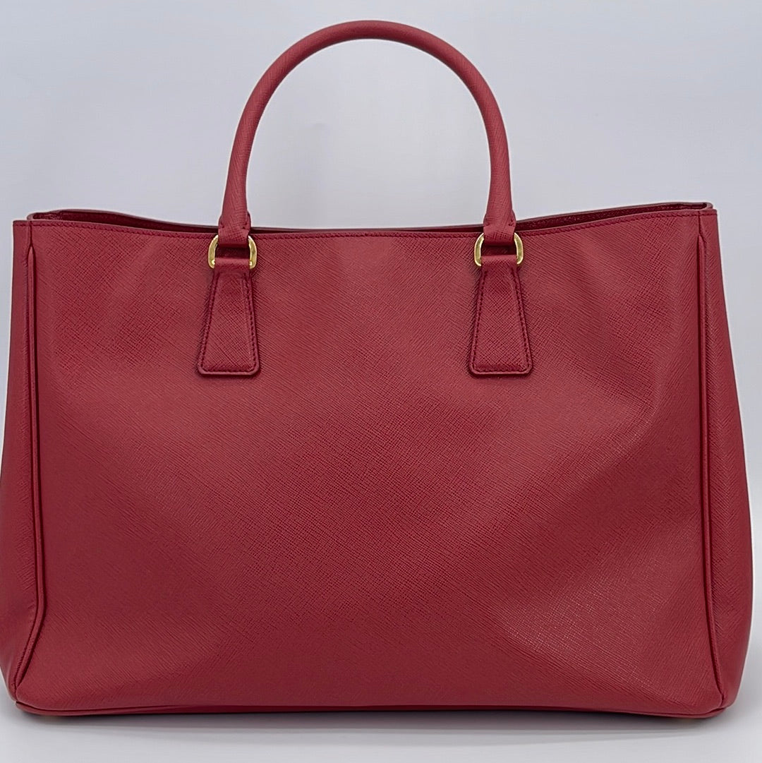 Preloved Prada Red Saffiano Leather Double Zip Lux Tote Bag 31J