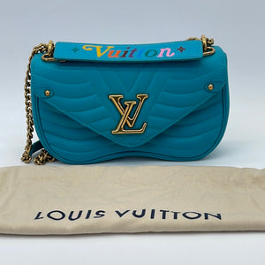 Preloved Louis Vuitton Blue Quilted Leather New Wave Chain PM Bag