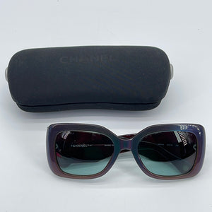 Chanel Black CC Pearl Rectangle Sunglasses Chanel