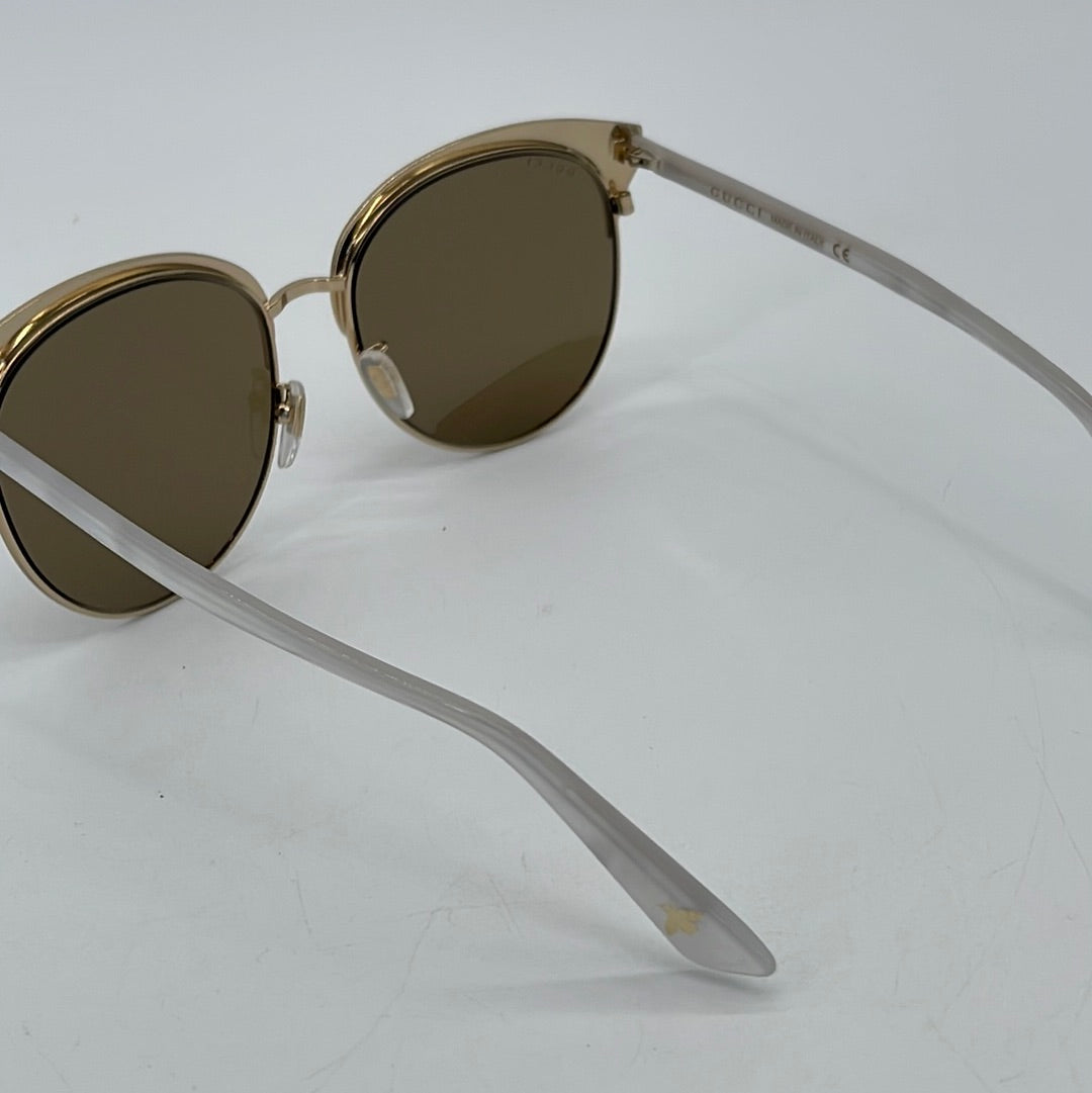 Preloved Gucci Gold Round Queen Bee Sunglasses with Case GG0246SA 022724 H