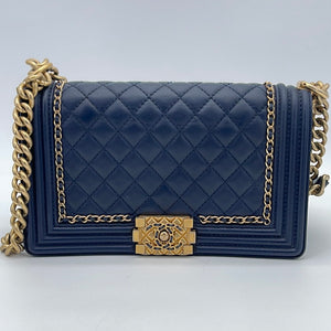 PRELOVED Chanel Blue Quilted Lambskin Medium Boy Flap Bag 29471068 110 –  KimmieBBags LLC