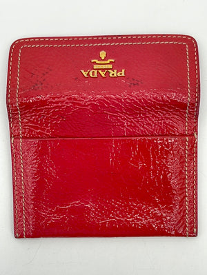 PRELOVED Prada Red Patent Business Card Case VMR3WDB 030924 H