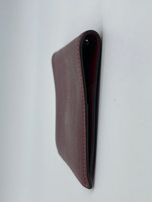 Preloved Hermes Burgundy Leather Compact Passport Wallet (K) Square I 020524