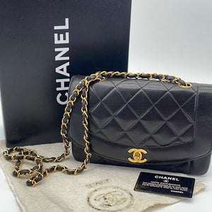 Vintage CHANEL Black Lambskin Diana Medium Flap Bag 2615727 082323