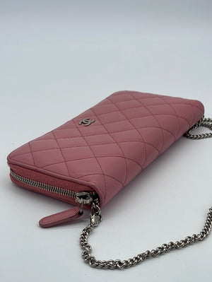 GIFTABLE Preloved CHANEL Quilted Matelasse CC Logo Pink Lambskin Long –  KimmieBBags LLC